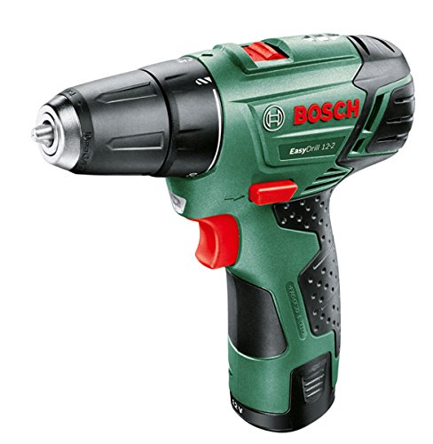 Bosch EasyDrill 12-2 - Taladro atornillador a batería (12 V, 1 batería, cargador, 2 velocidades, Power for all, 2,5 Ah, Maletín, punta de atornillar)