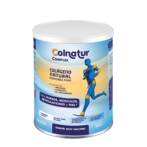Colnatur Complex Neutro 330 g - Colágeno natural asimilable puro, con vitamina C, Magnesio y Ácido Hialurónico - Cuidado de articulaciones, huesos y músculos. Actividad física media - 11 g/día.