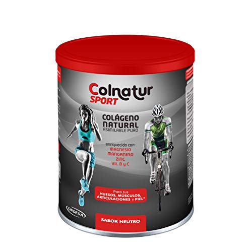 Colnatur Sport sabor Neutro, 330grs. Proteína hidrolizada de colágeno Colnatur y Vitamina C, Magnesio, Manganeso, Zinc y vitaminas B2 y B3, 11grs al día.