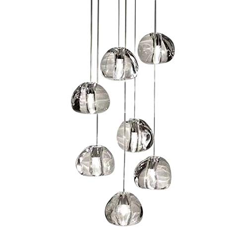 Diseño de interiores de techo LED luz colgante de cristal lámpara de la bola de techo G4 regulable en altura desván de la casa ligera de bar-cafetería decoración del dormitorio oficina 3000K(7-cabeza) Diseño de interiores de techo LED luz colgante de cristal lámpara de la bola de techo G4 regulable en altura desván de la casa ligera de bar-cafetería decoración del dormitorio oficina 3000K(7-cabeza)