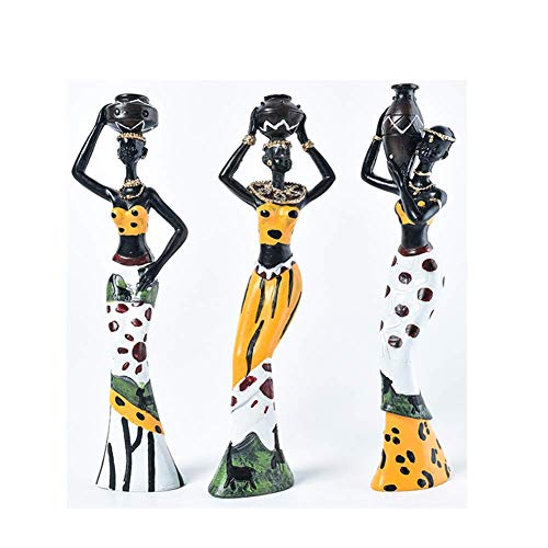 gshhd88 3piezas Africano Figura Escultura Tribal Señora Estatuilla de Estatua Decoración Coleccionable Arte Piezas, Resina Manualidades Regalo Escritorio Ornamento Casa Oficina Decoración