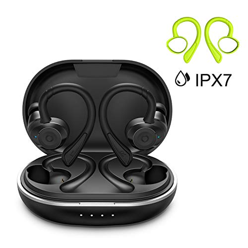 HolyHigh Auriculares Bluetooth 5.0 Inalámbricos Deportivos Auriculares In-Ear Impermeable IPX7 6+30H Autonomía Auto-On/Off Emparejamiento Siri Sonido Estéreo con Mic para iPhone Android