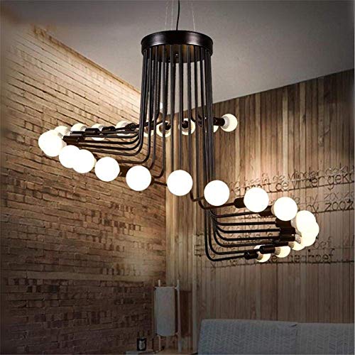 HTDZDX Simple retro pendiente de la lámpara Loft 26 Jefes Negro escalera de caracol de hierro forjado de techo de iluminación grande E27 Fixture Diámetro 41,3 pulgadas for el café de la barra de la sa HTDZDX Simple retro pendiente de la lámpara Loft 26 Jefes Negro escalera de caracol de hierro forjado de techo de iluminación grande E27 Fixture Diámetro 41,3 pulgadas for el café de la barra de la sa