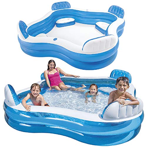 Intex 56475NP - Piscina hinchable cuadrada con asientos 229 x 66 cm 990 litros