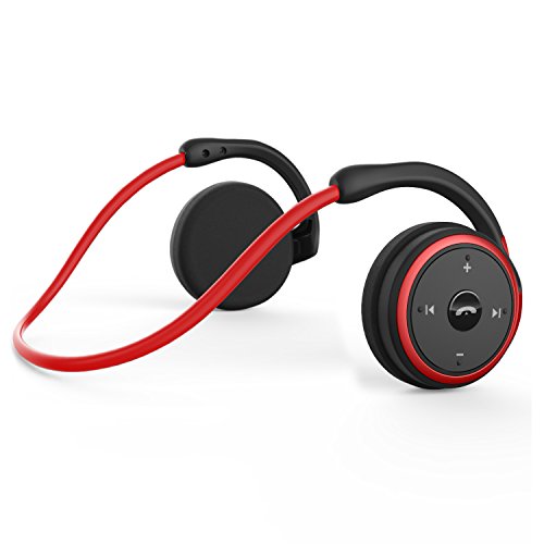 KAMTRON Auriculares Bluetooth 4.1 Running,Cascos Inalámbricos Deportivos Resistente al Sudor con Micrófono Incorporado,Hi-Fi Sonido Estéreo,12 Horas de Trabajo para Correr, Gimnasio (Rojo)