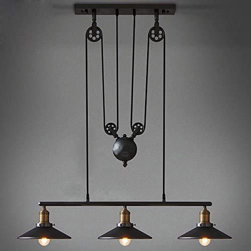 Lámpara antigua industrial retro lámpara E27 polea de cocina Restaurante Bar Cafetería Restaurante iluminación de la habitación del ático,3 lights Lámpara antigua industrial retro lámpara E27 polea de cocina Restaurante Bar Cafetería Restaurante iluminación de la habitación del ático,3 lights