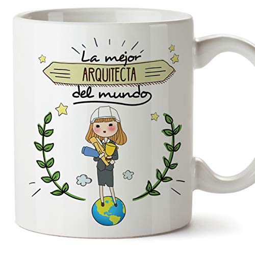 MUGFFINS Arquitecta Tazas Originales de café y Desayuno para Regalar a Trabajadores Profesionales - La Mejor Arquitecta del Mundo - Cerámica 350 ml