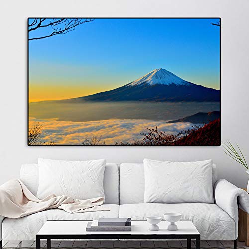 NIMCG Las montañas Nevadas del Monte Fuji decoran la Sala de Estar con Elegantes Pinturas de volcanes y Grabados en lienzos y murales (sin Marco) 40x60 cm