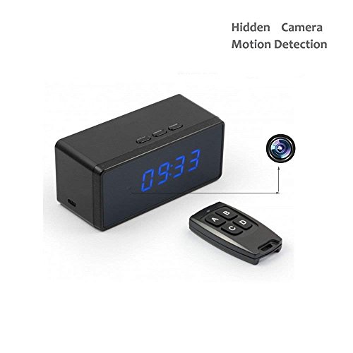Oumeiou Motion Detection Full HD Spy Camera Reloj digital de escritorio, grabación de video, 6 IR Night Vision, 3 alarmas, control remoto, hogar para niños Office Security Audio Surveillance