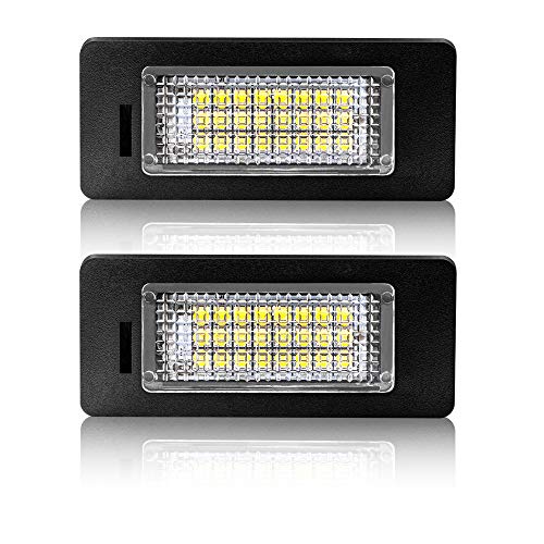 Safego Luz de matrícula LED para Coche Lámpara Número Placa Luces 2835 SMD 6000K Xenón Blanco para A-u-d-i Q5 A1 A4 A5 A6 A7 TT RS5 etc, 2 Piezas, 1 año de Garantía