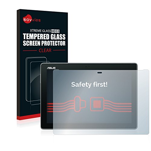 savvies Cristal Templado Compatible con ASUS ZenPad 10 Z300C / Z300CL / Z300M Protector Pantalla Vidrio Proteccion 9H Pelicula Anti-Huellas