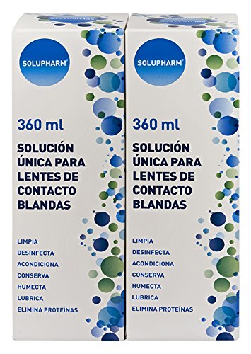 Solupharm Solución Única para Lentes de Contacto Blandas - Paquete de 2 x 360 ml - Total: 720 ml Solupharm Solución Única para Lentes de Contacto Blandas - Paquete de 2 x 360 ml - Total: 720 ml