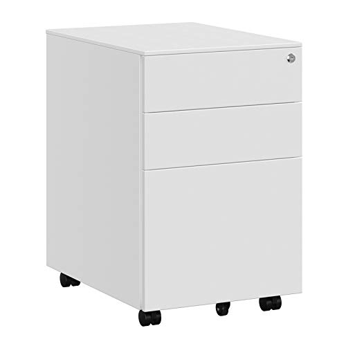 SONGMICS Mueble Archivador Metal con Cerradura Cómoda, Cajonera con Ruedas, 3 Cajones, para Oficina, 52 x 39 x 60 cm, Cuerpo del Armario Premontado, Blanco OFC60WT SONGMICS Mueble Archivador Metal con Cerradura Cómoda, Cajonera con Ruedas, 3 Cajones, para Oficina, 52 x 39 x 60 cm, Cuerpo del Armario Premontado, Blanco OFC60WT