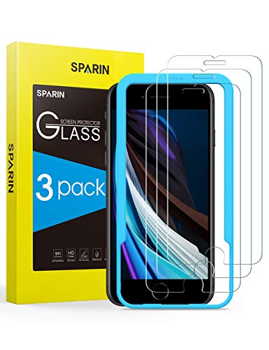 SPARIN [3-Pack] Protector Pantalla iPhone SE 2020/8/7/6s, Cristal Templado iPhone SE 2020/8/7/6s Vidrio Templado [Sin Cobertura Toda Pantalla] [9H Dureza] [Alta Definicion]