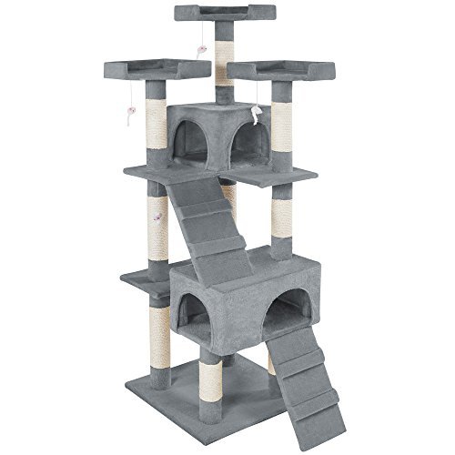 TecTake Rascador Árbol para Gatos Sisal (Gris | No. 400481)