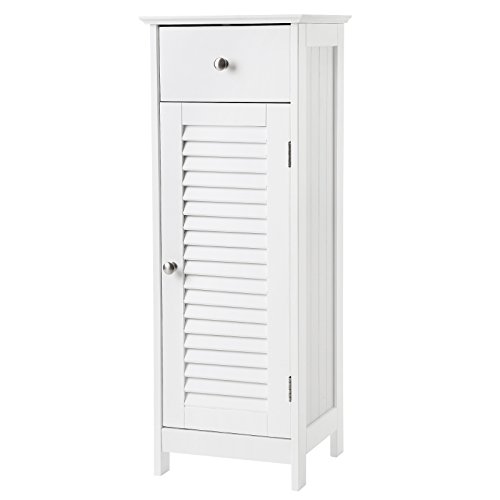 VASAGLE de Madera Armario para baño Armario de pie Armario de almacenaje Rinconera 1 Cajón 1 Armario de almacenaje Puerta de persiana Blanco BBC43WT VASAGLE de Madera Armario para baño Armario de pie Armario de almacenaje Rinconera 1 Cajón 1 Armario de almacenaje Puerta de persiana Blanco BBC43WT