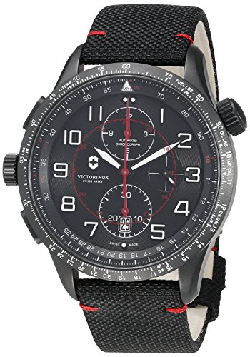 Victorinox Hombre Airboss Mach 9 Chronograph Black Edition - Reloj de Acero Inoxidable/Tela automático de fabricación Suiza 241716
