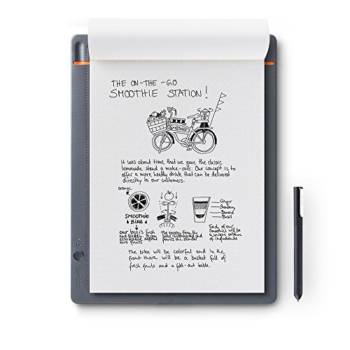 Wacom CDS-810S Bamboo Slate A4 - Cuaderno Digital para Apuntes y Dibujo, Compatible con Dispositivos iOS, Android y Windows, Incluye Bolígrafo, color Gris Medio