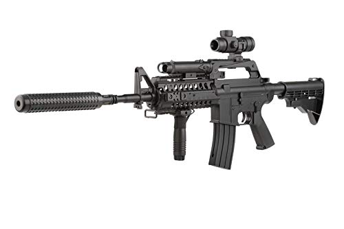 Well Paquete Completo con Accesorios - Arma para Airsoft, Modelo Mr 799-M4-S System Commando, con Resorte, 0,5 Julios, Color Negro, Recarga Manual Well Paquete Completo con Accesorios - Arma para Airsoft, Modelo Mr 799-M4-S System Commando, con Resorte, 0,5 Julios, Color Negro, Recarga Manual