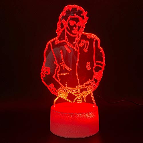 Young Michael Jackson Figura Deco Bright Night Light 3D LED USB Lámpara de mesa niños regalo de cumpleaños decoración de la habitación junto a la cama