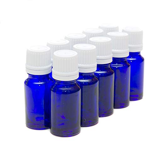 10 ml azul botella de cristal con blanco tapa & Pipeta – Paquete de 10 10 ml azul botella de cristal con blanco tapa & Pipeta – Paquete de 10