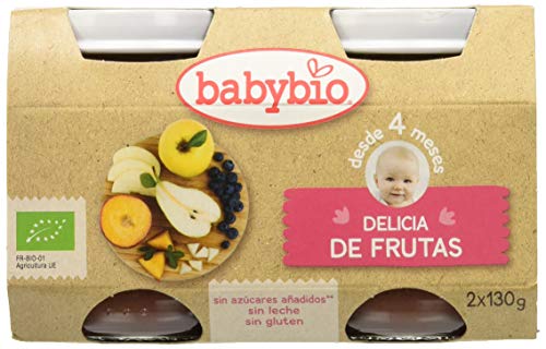 Babybio Delicia Frutas - Paquete de 2 x 130 gr - Total: 260 gr