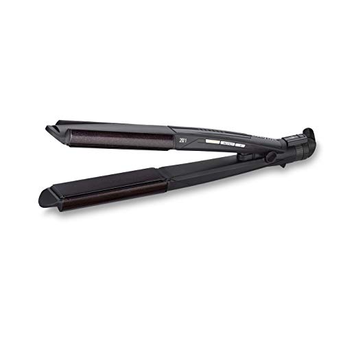 BaByliss Diamond Slim ST330E - Plancha de pelo, función I-curl para rizar, placas flotantes Diamond Ceramic, 6 temperaturas (140º - 235º)