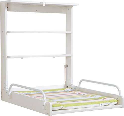 Cambiador mural roba, plegable y seguro cambiador mural, lacado en blanco. Incluye alfombrilla de cambiador en diseño textil 'Junglebaby' Cambiador mural roba, plegable y seguro cambiador mural, lacado en blanco. Incluye alfombrilla de cambiador en diseño textil 'Junglebaby'