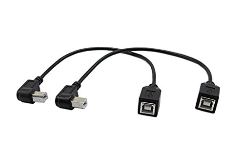 CERRXIAN - Cable USB 2.0 B de 9 Pulgadas (USB 2.0 B, ángulo Izquierdo y ángulo Recto, Macho a USB 2.0 B Hembra, 1 par)