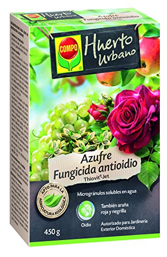 Compo Azufre fungicida anti oídio, Microgránulos solubles en agua, Para plantas ornamentales, arbustos y árboles, Apto para agricultura ecológica, 450 g