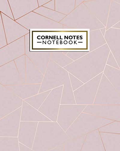 Cornell Notes Notebook: Awesome Cornell Notes Medium Lined Paper Notebook - College Ruled Journal Note-Taking System for School & University - Trendy Rose Gold Geometric Pattern