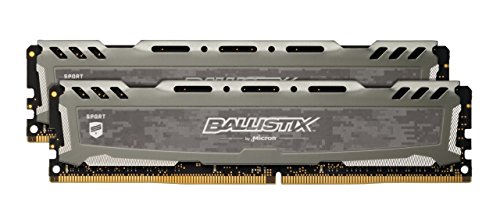 Crucial Ballistix Sport LT BLS2K8G4D30AESBK 3000 MHz, DDR4, DRAM, Memoria Gamer Kit para ordenadores de sobremesa, 16 GB (8 GB x 2), CL15 (Gris)