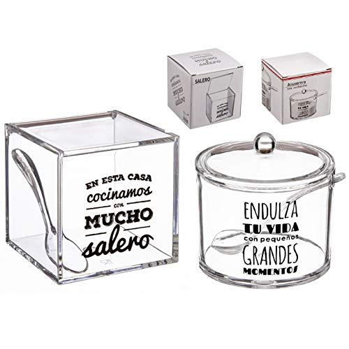 dcasa - Salero y azucarero de cocina original acrilico diseño frase . ""LA SAL DE MI VIDA Y MOMENTOS DULCES"" dcasa - Salero y azucarero de cocina original acrilico diseño frase . ""LA SAL DE MI VIDA Y MOMENTOS DULCES""