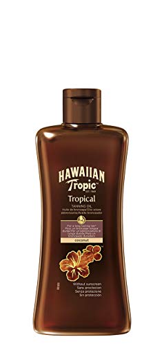 Hawaiian Tropic Tanning Oil SPF 0 - Aceite Bronceador Solar Sin Protección, Fragancia Tropical, 200 ml