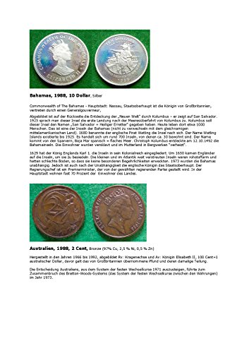 Kalenderblatt zum Jahr 1988: Zur Geschichte Bahamas (10 Dollar Bahamas und 2 Cent Australiens des Jahres 1988) (German Edition)