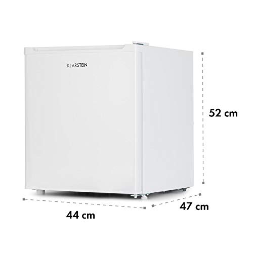 Klarstein Garfield Eco White Edition - Minicongelador de 4 estrellas, Volumen 34 L, 117 kWh/año, 41 dB, Balda extraíble, Diseño compacto, Clase de eficiencia energética A++, Altura regulable, Blanco