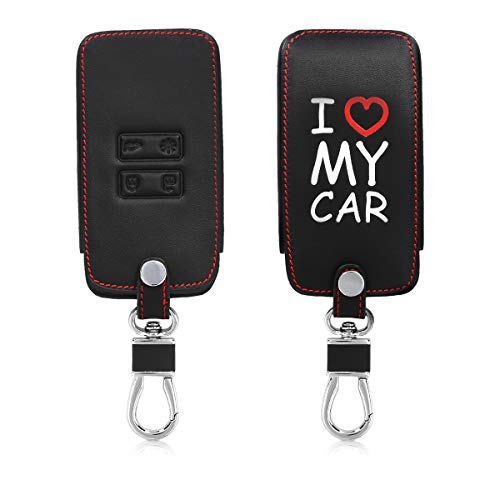 kwmobile Funda Compatible con Llave Smart Key de 4 Botones para Coche Renault (Solamente Keyless Go) - Cubierta de Cuero sintético - Case para Mando y Control de Auto I Love my Car