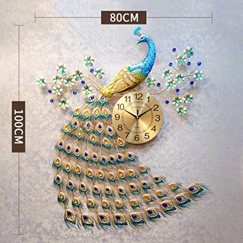 LBYLYH Reloj de Pared del Reloj de Pared del Pavo Real de la casa unifamiliar de Forma Creativa Tranquila Reloj de Cuarzo de Arte de Phoenix Europea