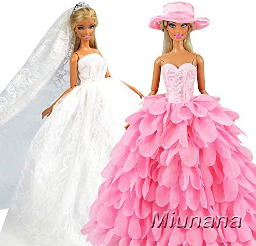 Miunana 2X Trajes de Vestidos Novia Princesa Juegos Ropa Vestir Nupcial Ropa Fiesta Boda para Regalo de 11.5 Pulgadas 28 - 30 CM Muñeca