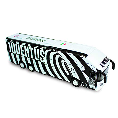 Mondo Motors - Pullman Juventus F.C. Modelo de Juguete, autobús con retrocarga de Embrague, Color Blanco y Negro, 51212