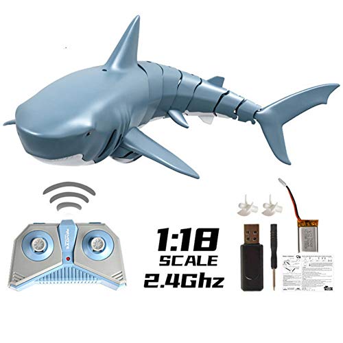 NINI RC eléctrico tiburón, Barco de Pesca de Control Remoto Mini, 20 Minutos 40M Remoto de Agua de Juguete de Control Simulación de Verano niños