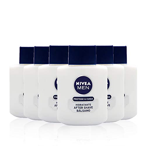 NIVEA MEN Protege & Cuida After Shave Bálsamo Hidratante en pack de 6 (6 x 100 ml), con aloe vera y provitamina B5, para el cuidado de la piel después del afeitado