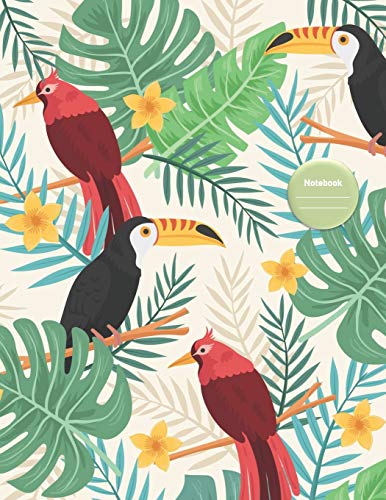 Notebook: Exotic Birds in Paradise - for School, College, Work, Business Notes, Personal Journaling, Planning, Hand Lettering... Perfect Gift / ... ruled pages, Letter Size / 8,5 x 11 inches)