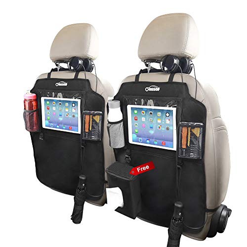 Oasser Organizadores para Coche Protector Asiento Trasero Organizador Asiento Coche Accesorios Coche Interior Funda Asiento Coche Niños Varios Bolsillos Soporte Tablet Fácil de Limpiar 2 Unidades