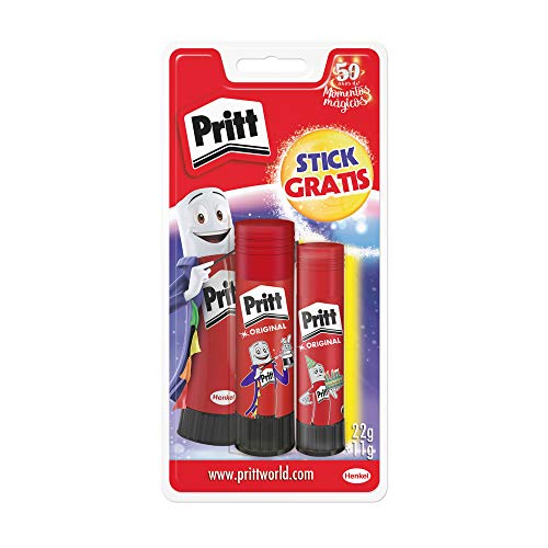 Pritt Barra Adhesiva, pegamento infantil seguro para niños para hacer manualidades, cola universal de adhesión fuerte para estuche y oficina, 1x11 g y 1x22 g Pritt Stick