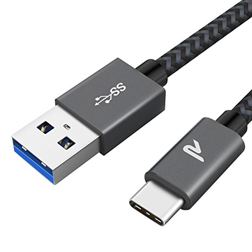 Rampow Cable USB Tipo C - Cable USB C a USB 3.0 Carga Rápida y Sincronización -  Cable Tipo C Compatible con Samsung Galaxy, Xiaomi Mi A1/Mi A2, LG, HTC, Sony Xperia XZ y más - 1M, Gris Espacial