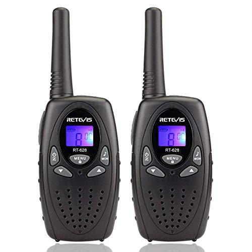 Retevis RT628 Walkie Talkie Niños PMR446 8 Canales Volumen Ajustable 10 Tonos de llamada VOX Bloqueo de Teclado Walkie Talkie Juguete Regalo para Niños (Negro, 1 par)