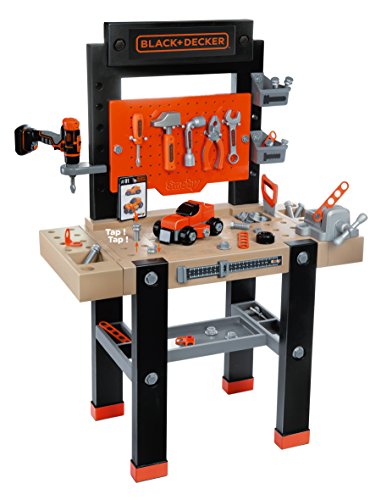 Smoby-Black + Decker Black & Decker-Bricolo Center Taller Banco Herramientas Infantil-función Clavo Sube y Baja-más de 90 Piezas-Incluye Coche para Construir 360701, Color Negro y Rojo Smoby-Black + Decker Black & Decker-Bricolo Center Taller Banco Herramientas Infantil-función Clavo Sube y Baja-más de 90 Piezas-Incluye Coche para Construir 360701, Color Negro y Rojo