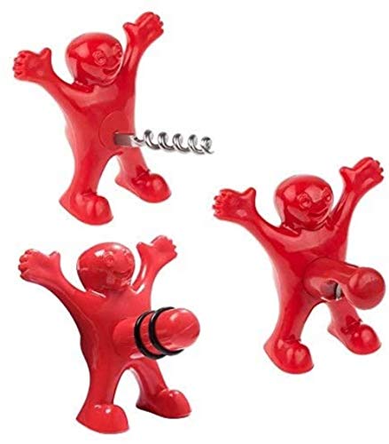 Tapón de vino y abridor de botellas Lote, conjunto tapón de la botella de vino abridor, tres linda Rojo, Negro Hombres creativo abrebotellas incluye sacacorchos abridor de botellas y la tapa, Rojo, Co Tapón de vino y abridor de botellas Lote, conjunto tapón de la botella de vino abridor, tres linda Rojo, Negro Hombres creativo abrebotellas incluye sacacorchos abridor de botellas y la tapa, Rojo, Co