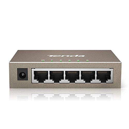 Tenda TEG1005D Switch conmutador de Red con 5 Puertos Gigabit 10/100/1000 Mbps (Carcasa metálica, MDI/MDIX automático, protección rayos 6KV, Plug and Play, IEEE802.3X, RJ45, Modo Full duplex)